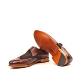 DapperFam Brenno in Dark Brown / Brown Men's Lux Suede & Hand-Painted Patina Single Monk in #color_