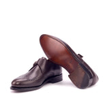 DapperFam Brenno in Dark Brown Men's Italian Leather Single Monk in #color_