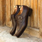 DapperFam Brenno in Dark Brown Men's Italian Leather Single Monk in #color_