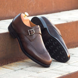 DapperFam Brenno in Dark Brown Men's Italian Leather Single Monk in #color_