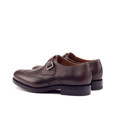 DapperFam Brenno in Dark Brown Men's Italian Leather Single Monk in #color_