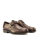 DapperFam Brenno in Dark Brown Men's Italian Leather Single Monk in Dark Brown #color_ Dark Brown