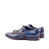 DapperFam Brenno in Denim / Nailhead Men's Sartorial & Hand-Painted Patina Single Monk in #color_