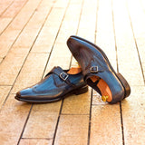 DapperFam Brenno in Denim Men's Hand-Painted Patina Single Monk in #color_