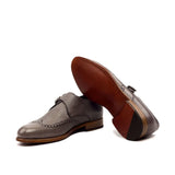 DapperFam Brenno in Grey Men's Italian Full Grain Leather Single Monk in #color_