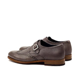 DapperFam Brenno in Grey Men's Italian Full Grain Leather Single Monk in #color_