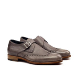 DapperFam Brenno in Grey Men's Italian Full Grain Leather Single Monk in Grey #color_ Grey