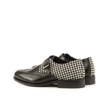 DapperFam Brenno in Houndstooth / Black Men's Sartorial & Italian Leather Single Monk in #color_