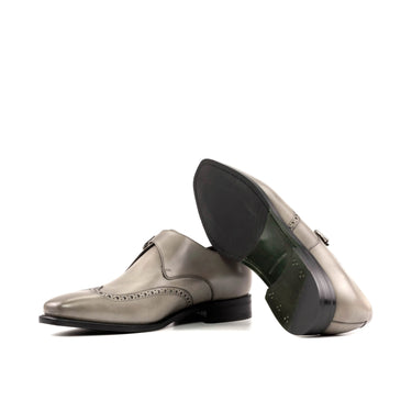 DapperFam Brenno in Light Grey Men's Italian Leather Single Monk in #color_