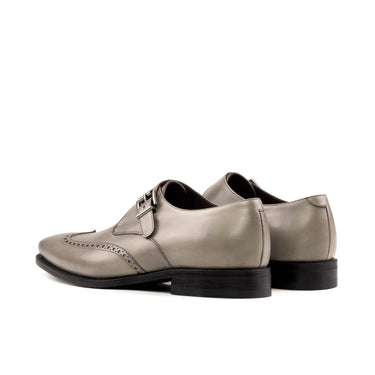 DapperFam Brenno in Light Grey Men's Italian Leather Single Monk in #color_