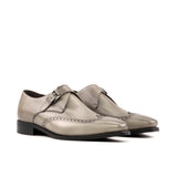 DapperFam Brenno in Light Grey Men's Italian Leather Single Monk in Light Grey #color_ Light Grey