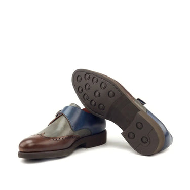 DapperFam Brenno in Med Brown / Grey / Navy Men's Italian Leather Single Monk in #color_