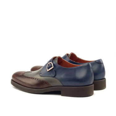 DapperFam Brenno in Med Brown / Grey / Navy Men's Italian Leather Single Monk in #color_