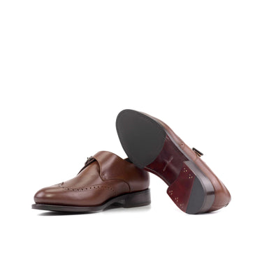 DapperFam Brenno in Med Brown Men's Italian Leather Single Monk in #color_