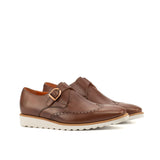 DapperFam Brenno in Med Brown Men's Italian Leather Single Monk in Med Brown #color_ Med Brown