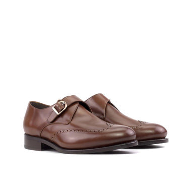 DapperFam Brenno in Med Brown Men's Italian Leather Single Monk in Med Brown #color_ Med Brown