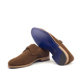 DapperFam Brenno in Med Brown Men's Lux Suede Single Monk in #color_