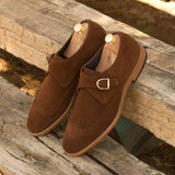 DapperFam Brenno in Med Brown Men's Lux Suede Single Monk in #color_