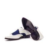 DapperFam Brenno in White / Navy Men's Italian Leather & Italian Suede Single Monk in #color_