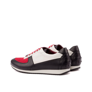 DapperFam Cesare in Red / White / Black Men's Italian Suede & Italian Leather Trainer in #color_