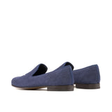 DapperFam Enzo in Navy Men's Linen & Grossgrain Slipper in #color_