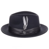 DapperFam Fellini Crushable Wool Fedora in Black #color_black