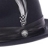 DapperFam Fellini Crushable Wool Fedora in Black #color_black