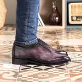 DapperFam Giuliano in Aubergine Men's Hand-Painted Patina Whole Cut in #color_