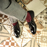 DapperFam Giuliano in Black Men's Super Soft Patent Leather Whole Cut in #color_