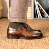 DapperFam Giuliano in Brown Men's Hand-Painted Patina Whole Cut in #color_