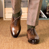 DapperFam Giuliano in Brown Men's Hand-Painted Patina Whole Cut in #color_