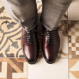 DapperFam Giuliano in Burgundy Men's Italian Leather Whole Cut in #color_