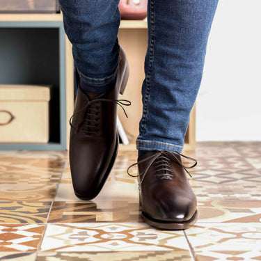 DapperFam Giuliano in Dark Brown Men's Vitello Leather Whole Cut in #color_