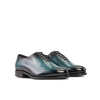 DapperFam Giuliano in Turquoise Men's Hand-Painted Patina Whole Cut in Turquoise #color_ Turquoise