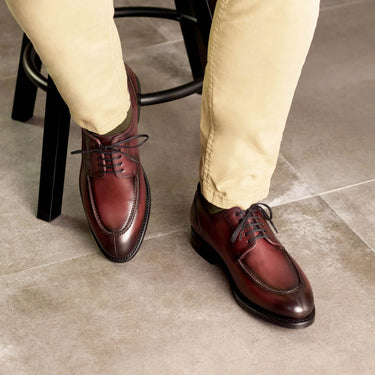 DapperFam Lorenzo in Burgundy Men's Italian Leather Derby Split Toe in #color_