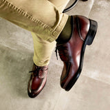 DapperFam Lorenzo in Burgundy Men's Italian Leather Derby Split Toe in #color_