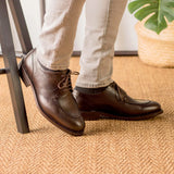 DapperFam Lorenzo in Dark Brown Men's Italian Leather Derby Split Toe in #color_