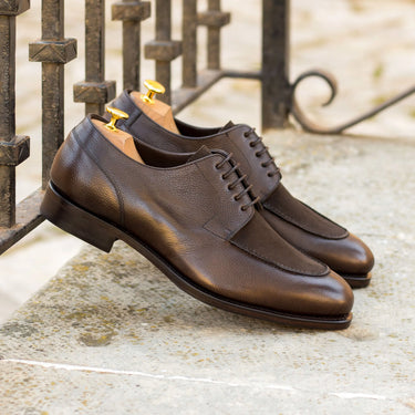 DapperFam Lorenzo in Dark Brown Men's Lux Suede & Italian Full Grain Leather Derby Split Toe in #color_