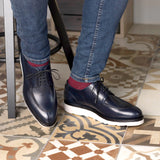 DapperFam Lorenzo in Navy Men's Italian Leather Derby Split Toe in #color_