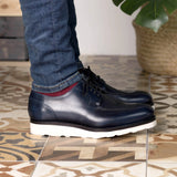 DapperFam Lorenzo in Navy Men's Italian Leather Derby Split Toe in #color_