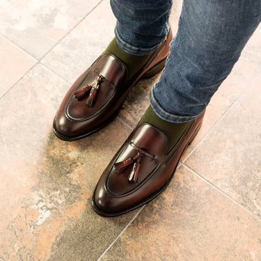 DapperFam Luciano in Burgundy Men's Italian Leather Loafer in #color_