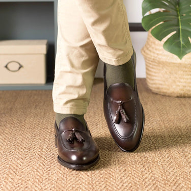 DapperFam Luciano in Dark Brown Men's Italian Leather Loafer in #color_