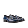 DapperFam Luciano in Denim Men's Hand-Painted Patina Loafer in Denim #color_ Denim