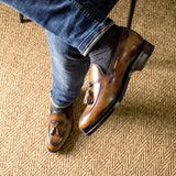 DapperFam Luciano in Fire Men's Hand-Painted Patina Loafer in #color_