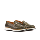 DapperFam Luciano in Olive / Cognac Men's Italian Leather in Olive / Cognac #color_ Olive / Cognac