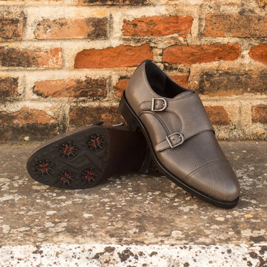 DapperFam Monaco Golf in Grey Men's Lux Suede & Italian Full Grain Leather Double Monk in #color_