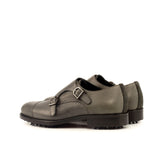 DapperFam Monaco Golf in Grey Men's Lux Suede & Italian Full Grain Leather Double Monk in #color_