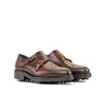 DapperFam Monaco Golf in Med Brown Men's Italian Leather Double Monk in Med Brown #color_ Med Brown