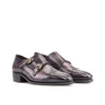 DapperFam Monaco in Aubergine Men's Hand-Painted Patina Double Monk in Aubergine #color_ Aubergine