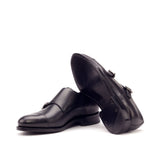 DapperFam Monaco in Black Men's Italian Leather Double Monk in #color_